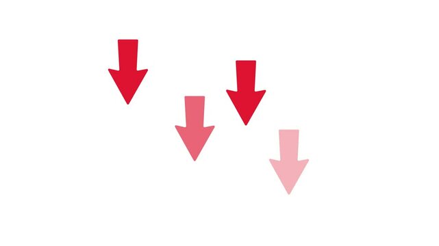 glowing red arrow down animation decrease, bankrupt, fail drown