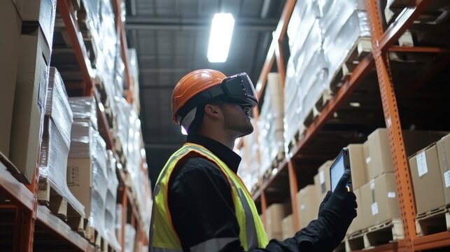 Wearable technology for warehousing with AR displays, hands-free navigation, and real-time data access