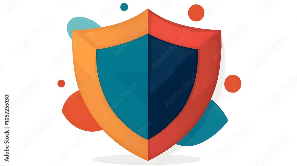 Poster Minimalist Front View Risk Management Icon with Triadic Color Scheme   Flat Design Graphic Showing Security Theme and Editable Stroke