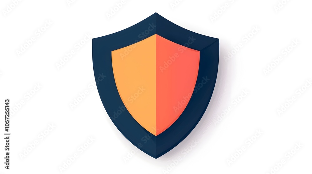 Aufkleber Risk management line icon depicting a shield for protection in a flat design style with a front view perspective