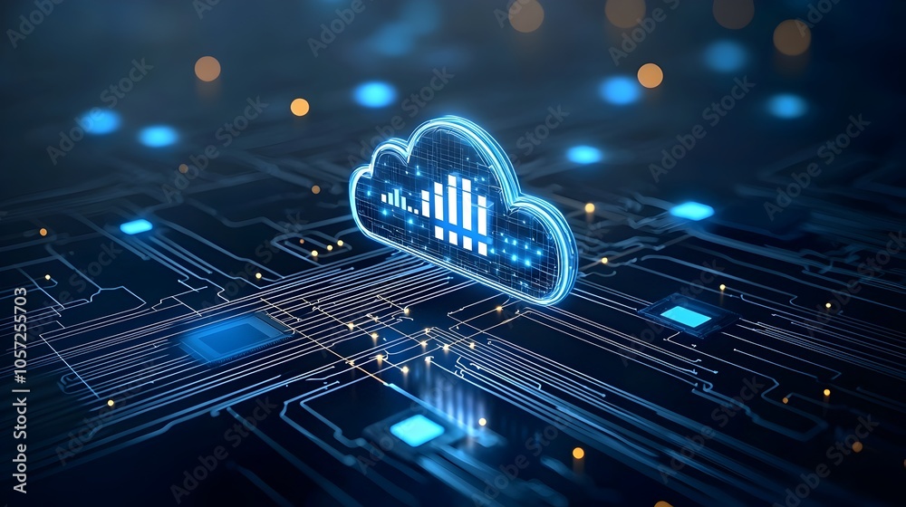 Aufkleber Abstract two tone cloud computing icon design representing network connectivity data flow and digital infrastructure for technology based solutions services and business applications