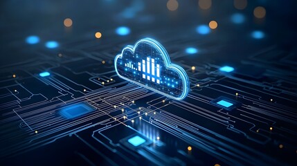 Abstract two tone cloud computing icon design representing network connectivity data flow and digital infrastructure for technology based solutions services and business applications