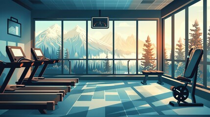 illustration of a fitness scene with ample copy space.