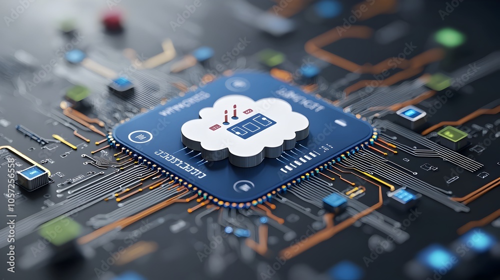 Aufkleber Visually Striking Two tone Cloud Symbol with Multiple Data Pathways Illustrating Hosting and Cloud Connectivity Capabilities