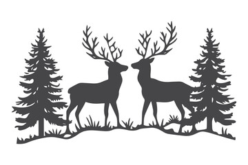 paper cut Christmas deer and snowflakes SVG cut file.
