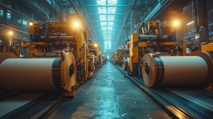 Industrial Paper Roll Manufacturing Machinery in a Factory