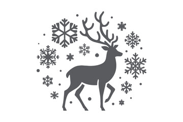 paper cut Christmas deer and snowflakes SVG cut file.