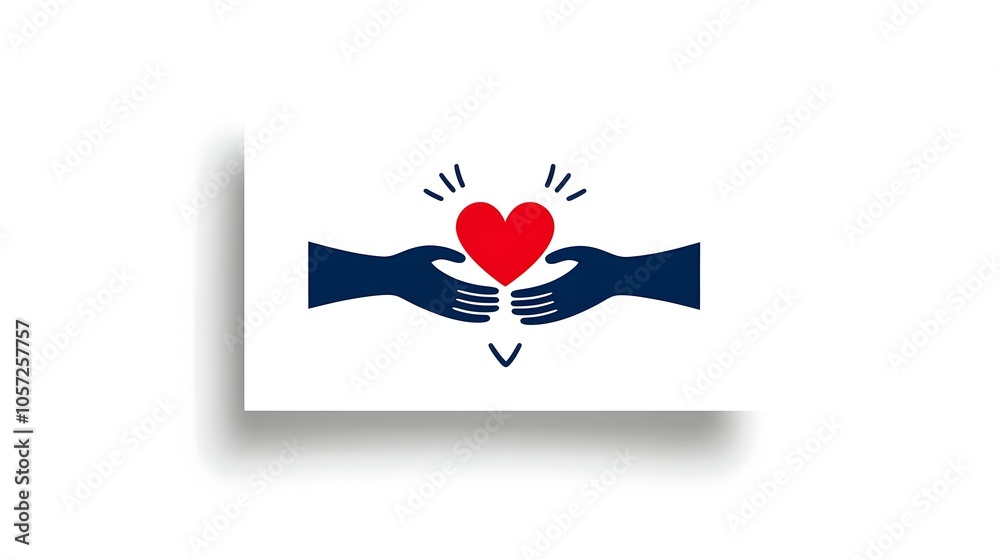 Aufkleber minimalist graphic icons featuring hands holding a heart symbolizing the concepts of charity compass