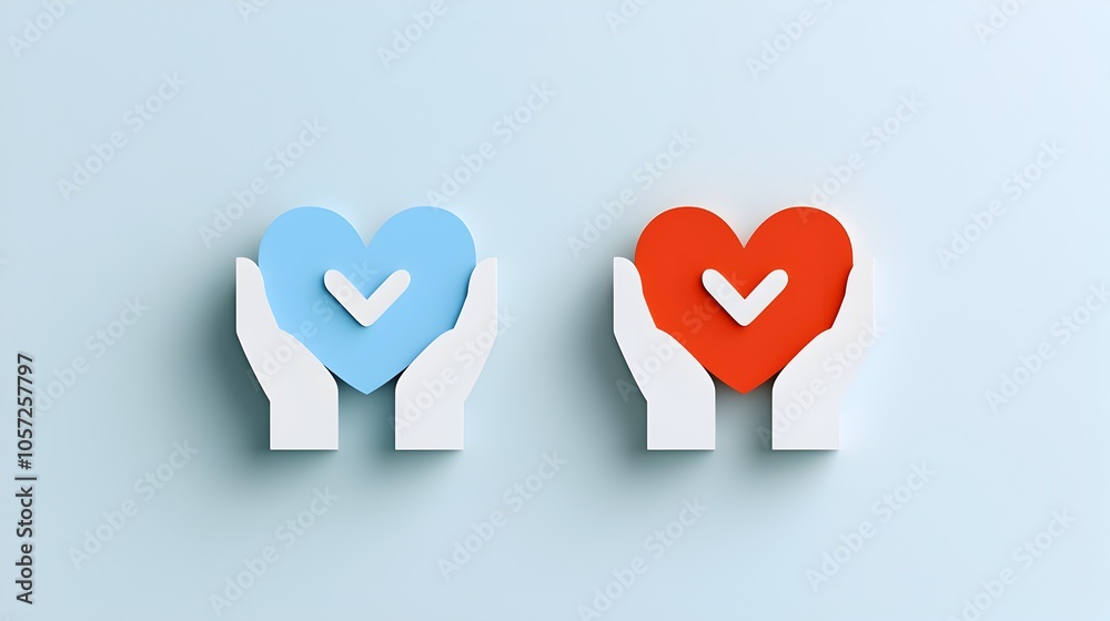 Fototapete minimalist charity icon design featuring simple geometric shapes of open hands holding a heart symbo