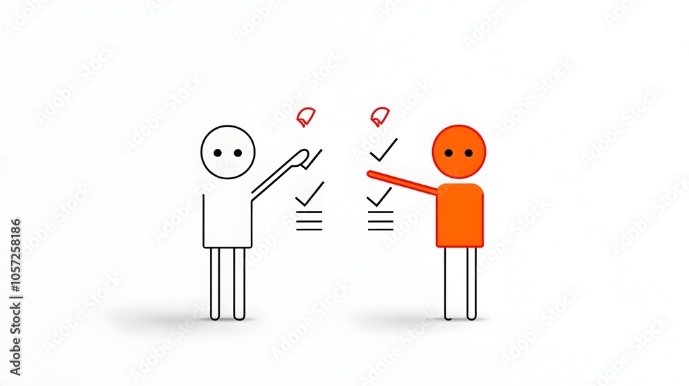 Leinwandbilder Minimalist and clean icon design of a hand pointer directing towards a checklist symbolizing the concept of decision making choice and selection among alternatives