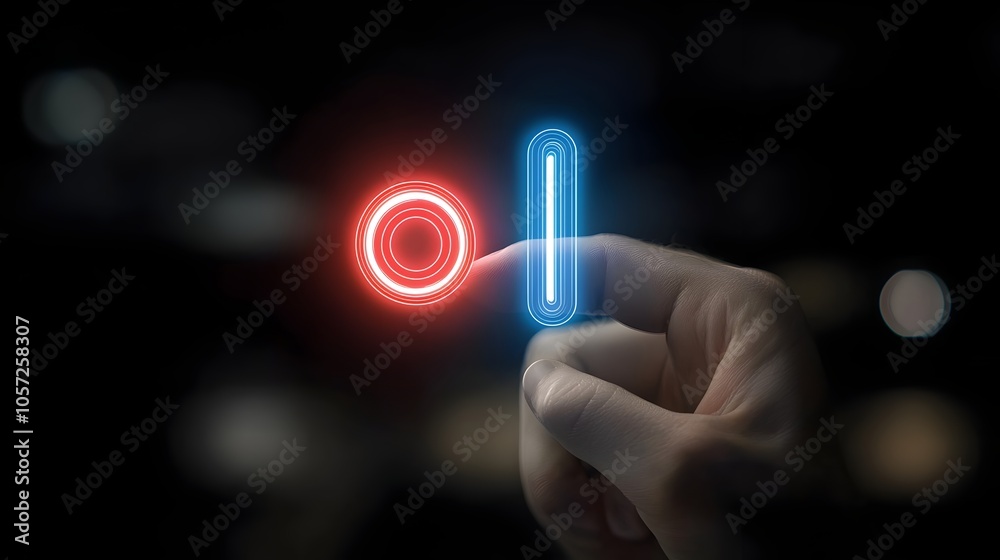 Aufkleber Sleek and modern dual color icon depicting a finger pressing a button representing the concepts of selection choosing and decision making in a digital interface or application