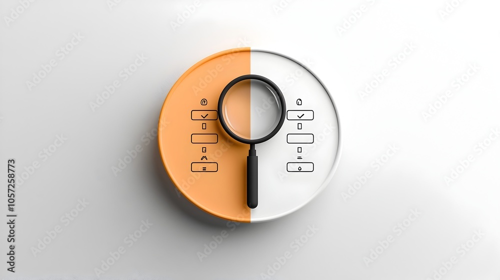 Leinwandbilder minimalist modern icon design featuring a two tone geometric shape with a magnifying glass symbol fo