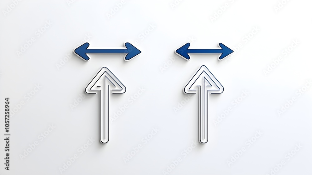Aufkleber minimalist dual tone icons featuring opposing arrows symbolizing decision making choice and navigati