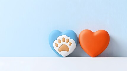 Minimalist Dual Tone Icon of a Dog or Cat Paw Silhouette Enclosed Within a Heart Shape Symbolizing Pet Health Care and Wellness