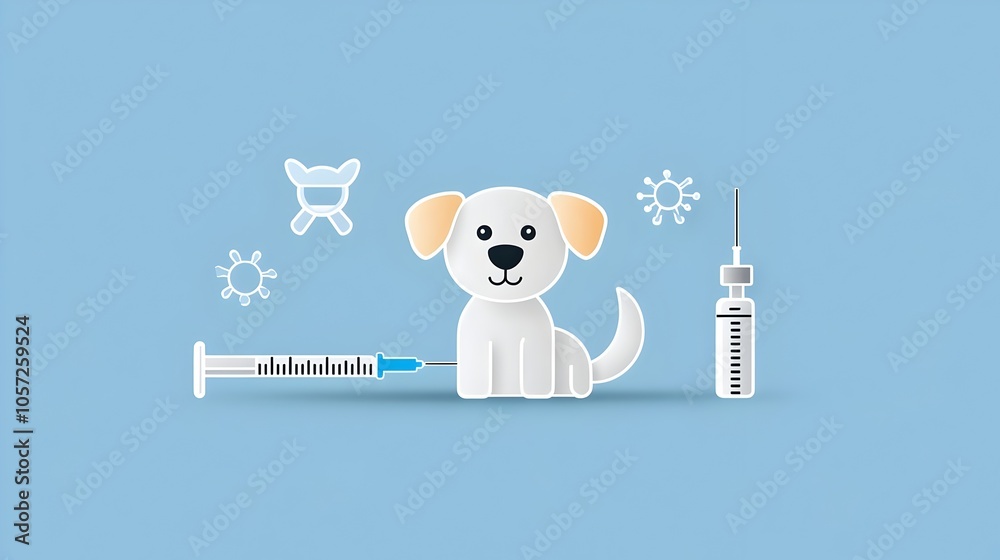 Leinwandbilder flat icon of a dog with a medical syringe symbolizing vaccinations and immunizations in a simple min