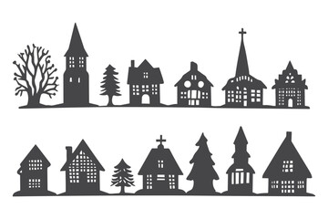 Fototapeta premium Paper Cut Christmas Scene SVG Cut File, Christmas Scene, Cricut Christmas Scene
