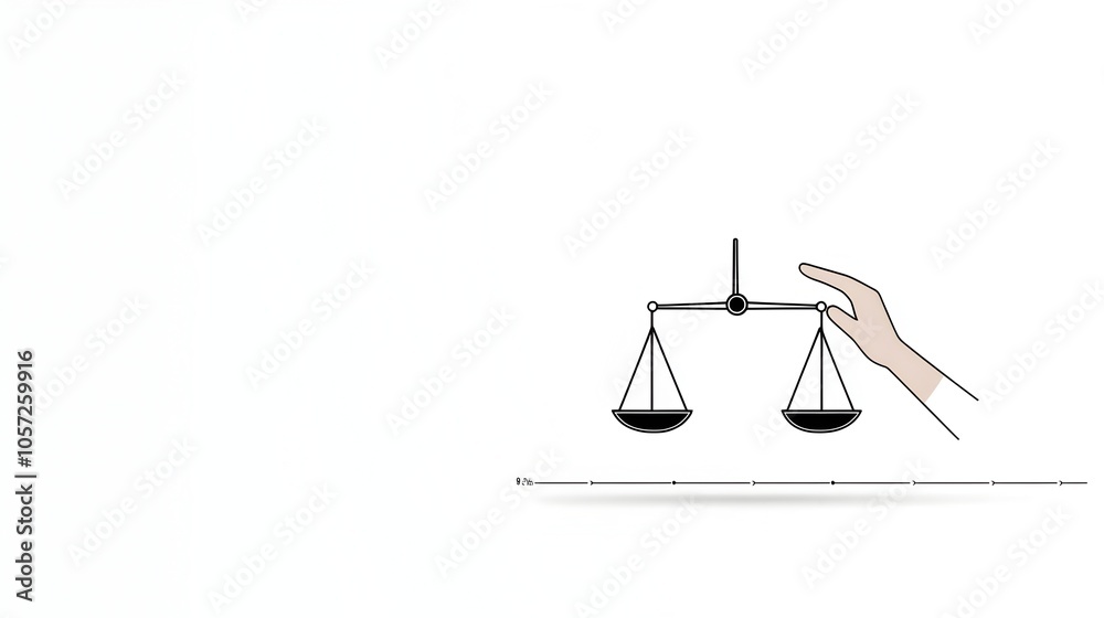 Aufkleber pixel perfect line icon featuring a hand holding a scale representing the concept of balance and equ