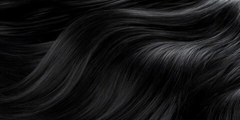Naklejka premium Smooth Dark Waves of Hair in 3D Rendering