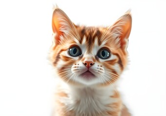 Fototapeta premium Cute orange cat and grey cat, very cute animal in the world.