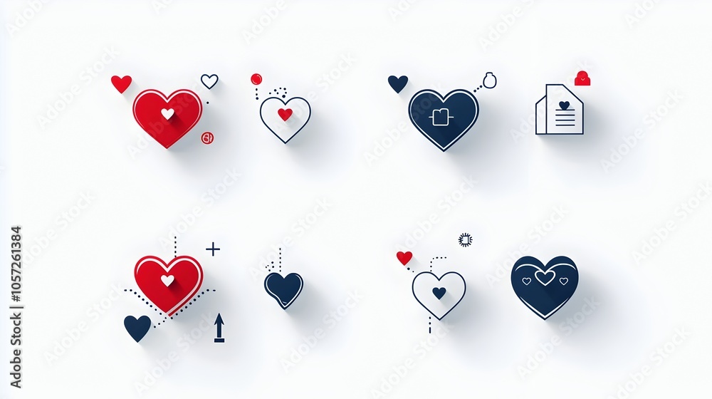 Aufkleber elegant dual colored icons of intertwined hearts symbolizing deep emotional connection affection and