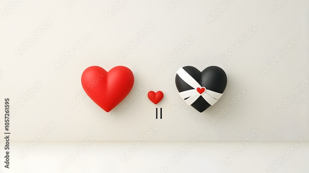 Aufkleber Elegant and minimalist two color heart icon wrapped in a flowing ribbon symbolizing love romance and gift giving for modern design and branding applications