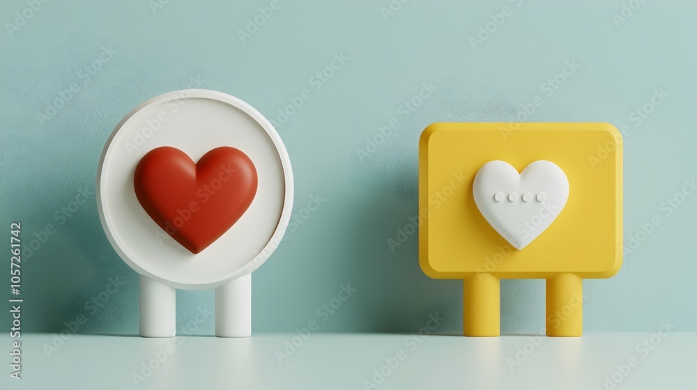 Fototapete minimalist heart icon within a speech bubble representing the concept of love communication through 