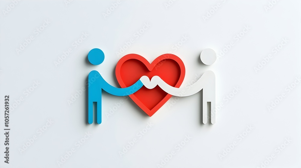 Aufkleber minimalist heart shaped icon depicting a couple holding hands representing the concept of love unity