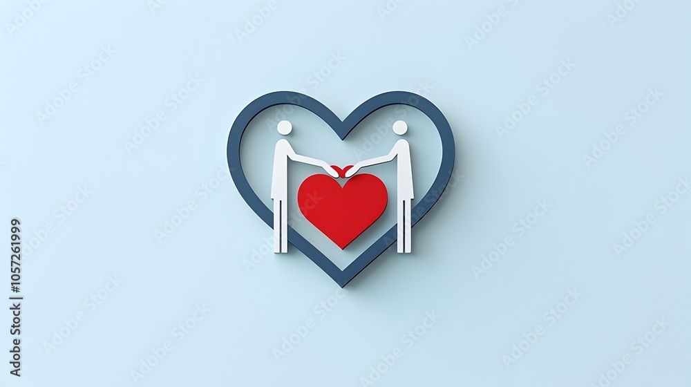 Leinwandbilder minimalist heart shaped icons in two complementary hues symbolizing the togetherness and love shared