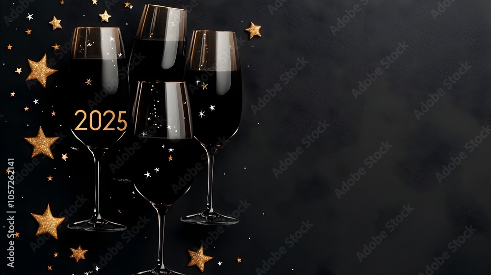 Poster stylish and modern design featuring a prominent 2025 in a geometric font accented by minimalist line