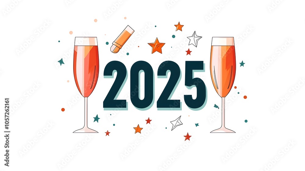 Aufkleber sleek and elegant geometric design featuring 2025 in a modern font accented by minimalist line art o