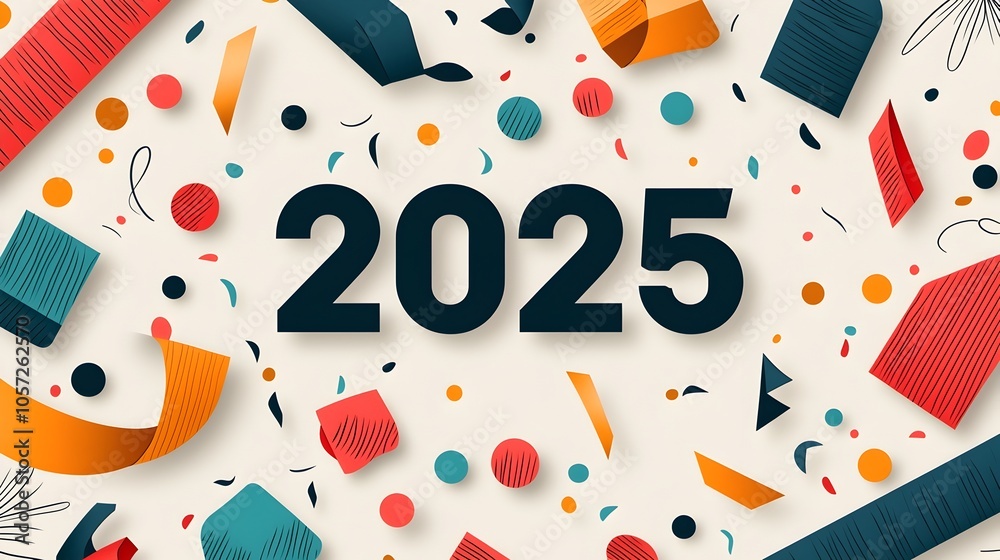 Aufkleber elegant and minimalist new year 2025 design featuring a sleek serif font surrounded by simple line a