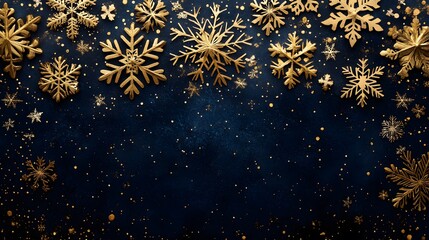 Traditional winter night, watercolor, snowflakes, papercut style