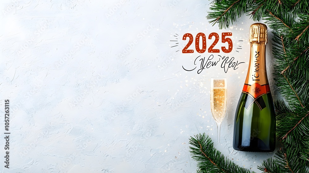 Fototapete elegant and minimalist for 2025 new year s eve with a flowing handwritten style 2025 text integrated