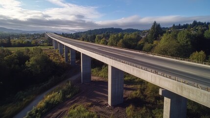 Obraz premium A time-lapse of a highway bridge being constructed, from foundation to final asphalt