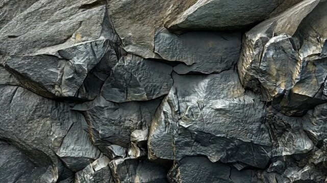 A close-up of a rocky cliff face in Iceland, showing the texture and patterns of the volcanic rock