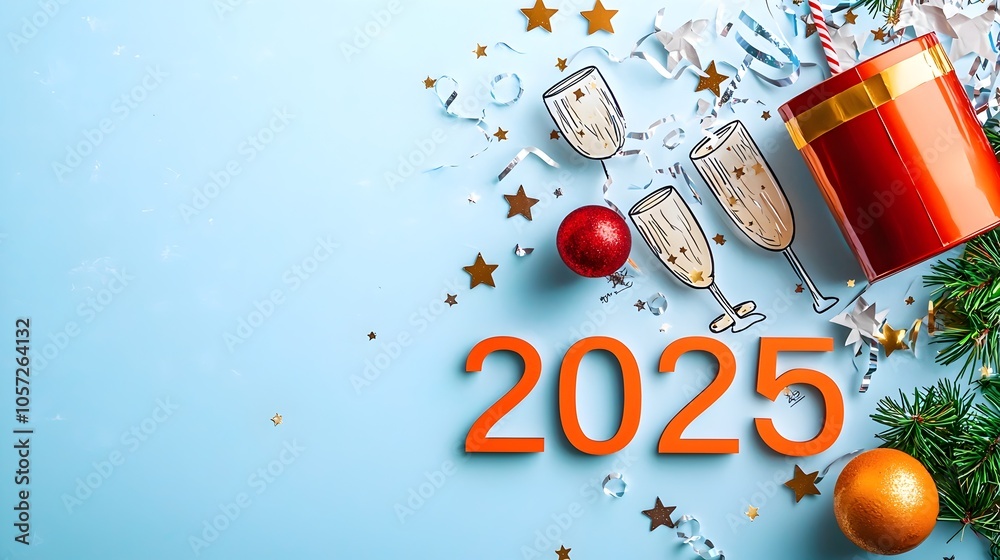 Poster elegant geometric 2025 with minimalist line art a clean and modern design featuring a bold 2025 in a
