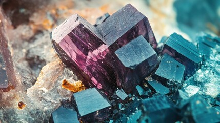 Close-up of raw mineral textures, showing intricate patterns and colors