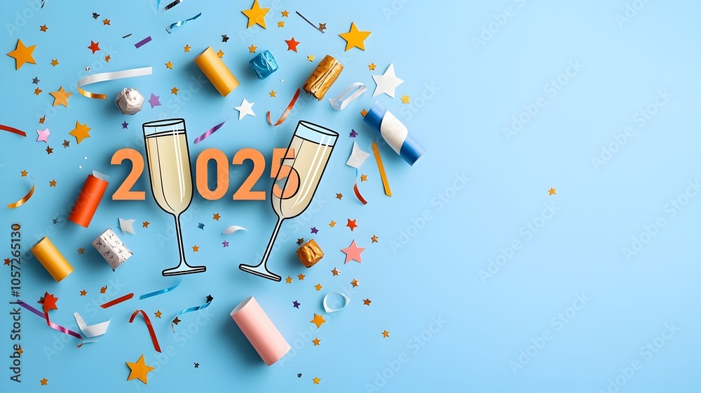 Aufkleber elegant and modern 2025 new year design featuring sharp geometric font minimalist line art of champa