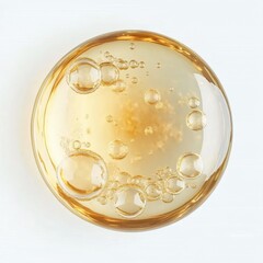 Golden Liquid Oil with Bubbles in Sphere Shape