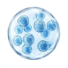 Isolated Blue Cells in Transparent Medium