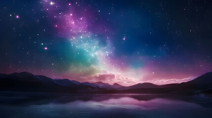 aurora borealis over the sea. Generative AI