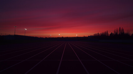 Fototapeta premium 黄昏時の陸上トラック