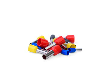 Colorful terminal assortment isolated on white background.
