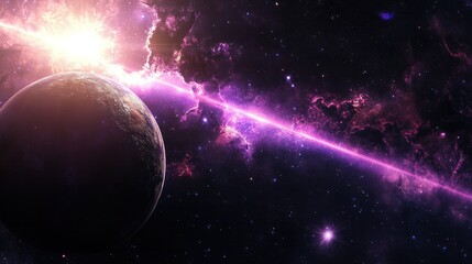 Obraz premium Purple gradient lens flare, ambient glow across dark space