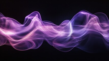 Purple ripple effect, soft light waves over black, mystical style