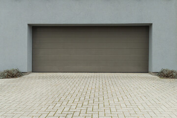 Modern Garage Door with Paved Driveway