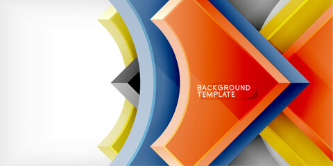 Arrow with round elements. Color geometric shapes background. Vector Illustration For Wallpaper, Banner, Background, Card, Book Illustration, landing page