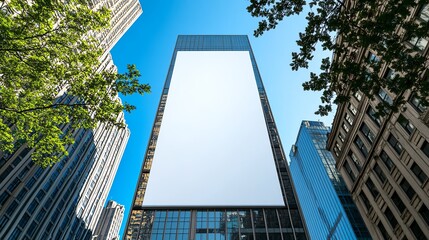 Modern skyscraper with empty billboard space
