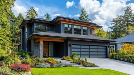 Fototapeta premium Modern Home with Captivating Exterior View