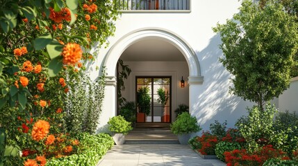 Stylish Contemporary Garden Entrance with Greenery